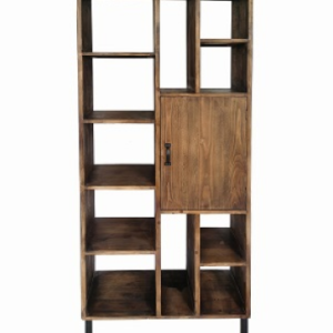 ספריית מדפים עץ בשילוב מתכת