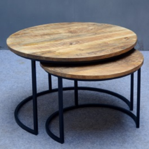 סט שולחנות עגולים עץ מנגו