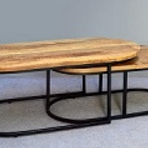 סט שתי שולחנות אובליים עץ מנגו