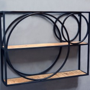 זוג מדפים דוגמת עיגולים עץ מנגו