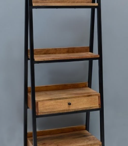 שידת מדפים ומגירות עץ מנגו