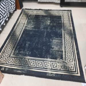 שטיח כחול מסגרת לבנה