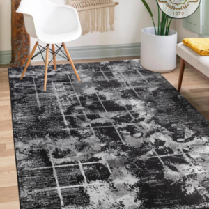 שטיח שחור זהב ריבועים